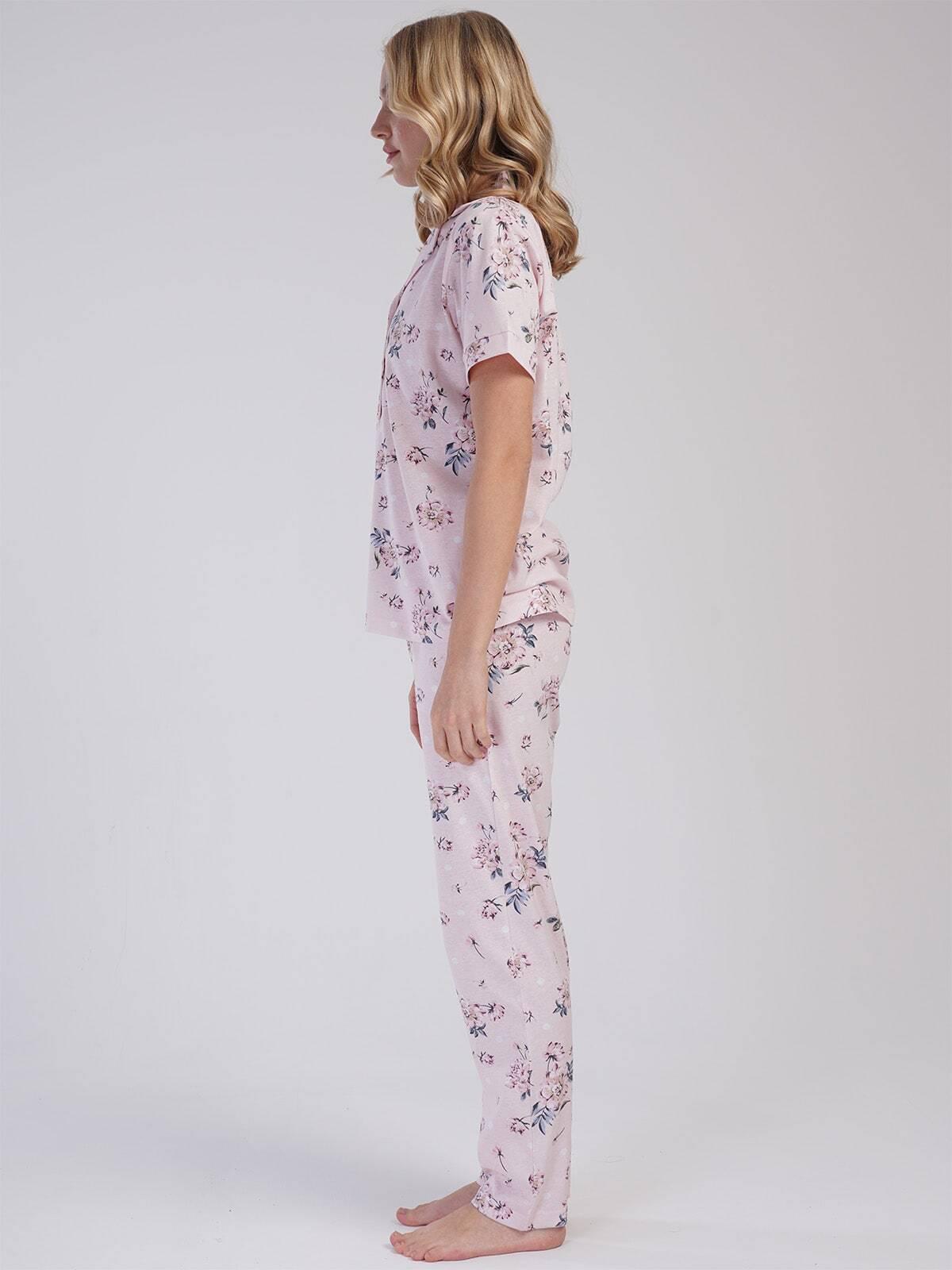 Пижама женская хлопковая на пуговицах со штанами (vien-3114159323) - фото 3 Пижама женская хлопковая на пуговицах со штанами (vien-3114159323) - фото 3