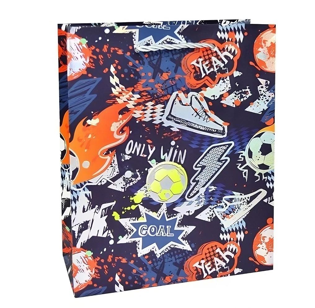 Пакет подарочный Stenson L дизайн футбол 31х42х12 см Синий (R33042-L)