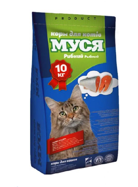 Корм сухий для дорослих кішок Муся з рибою 10 кг