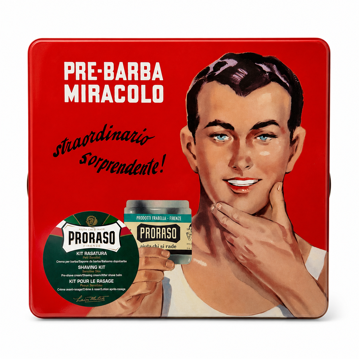 Набір вінтажний подарунковий Proraso в металевій коробці Освіжаюча та тонізуюча свіжість з евкаліптовою олією та ментолом