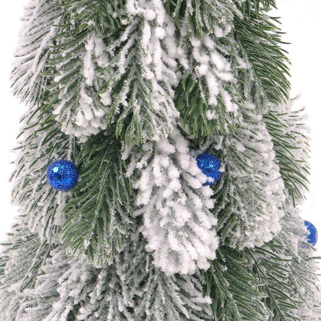 Елка литая Flora заснеженная с синими шариками 38 см (49474) - фото 2 Елка литая Flora заснеженная с синими шариками 38 см (49474) - фото 2