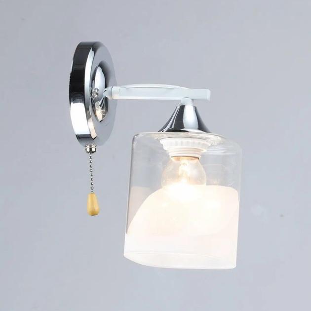 Бра настенное Valeso со стеклянным одинарным плафоном Е27 IP20 B K2258/1W WT Белый/Хром (28685916)