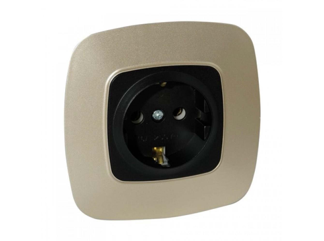 Розетка встроенная HOROZ ELECTRIC ELA с заземлением 16А 250V Золотой/Черный (112-007-0006-040)