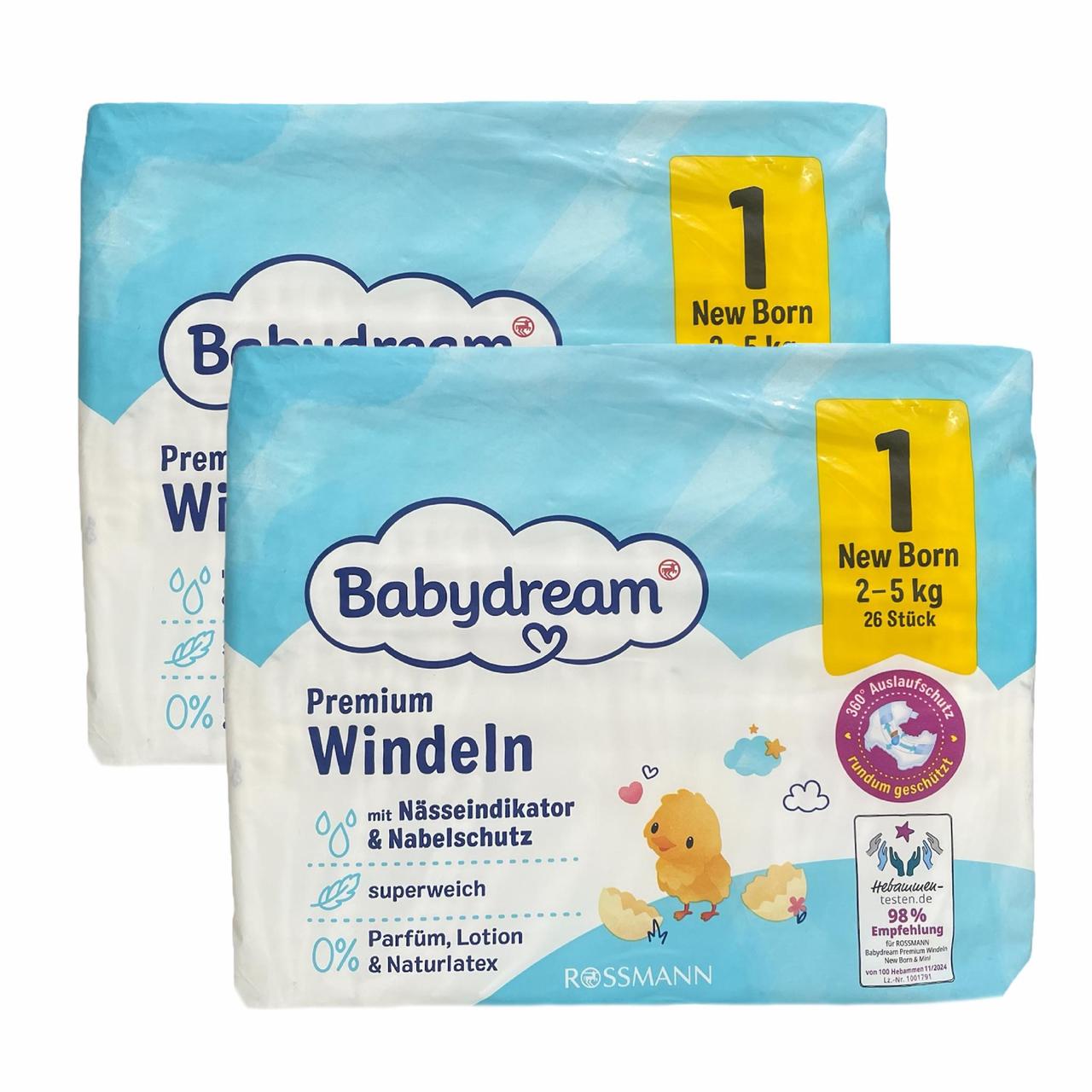 Підгузки Babydream Premium 1 2-5 кг 52 шт. (2734368707)
