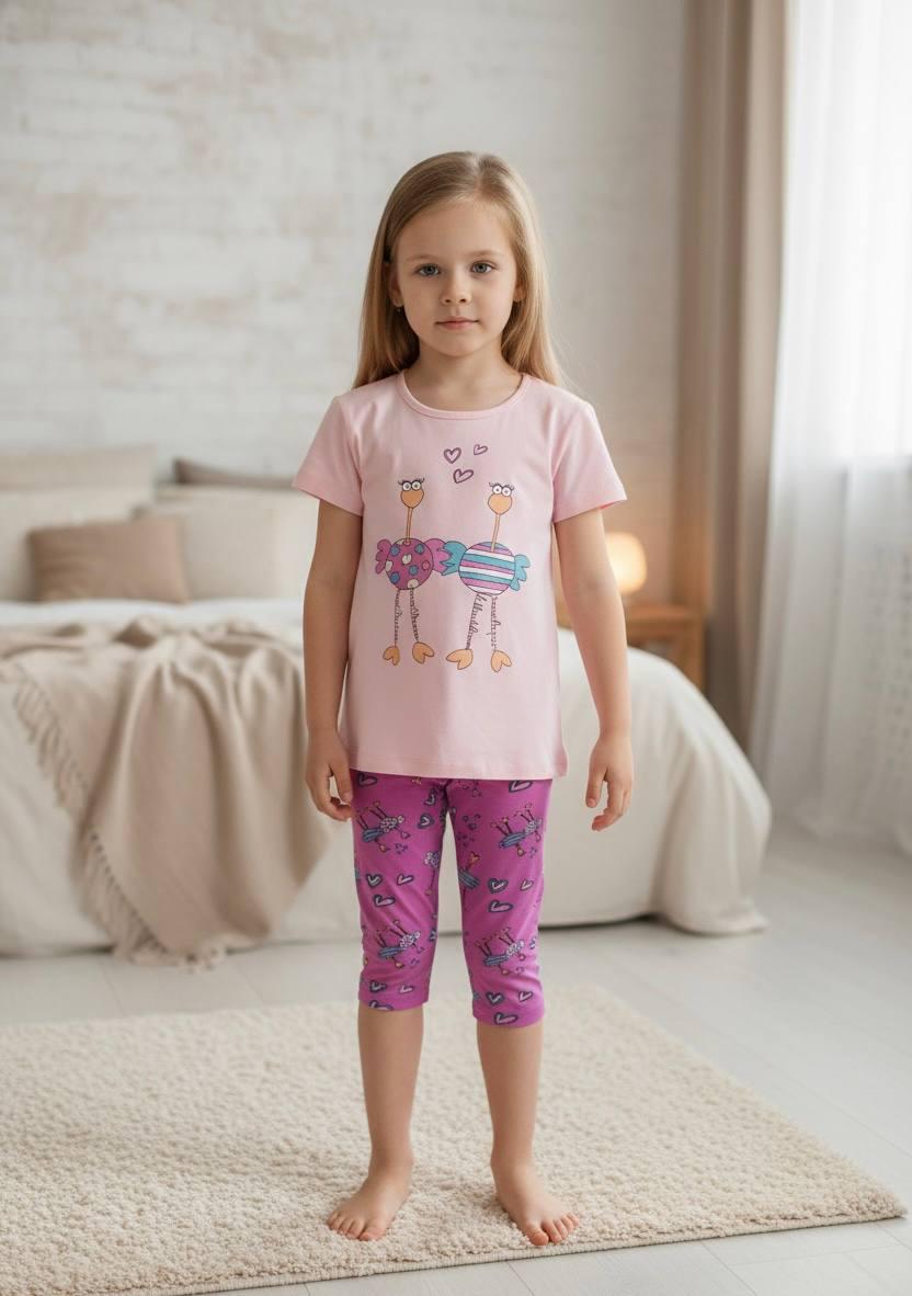 Домашній костюм-піжама для дівчинки BAYKAR 86-92 см 1-2 роки Світло-рожевий (9215-248)