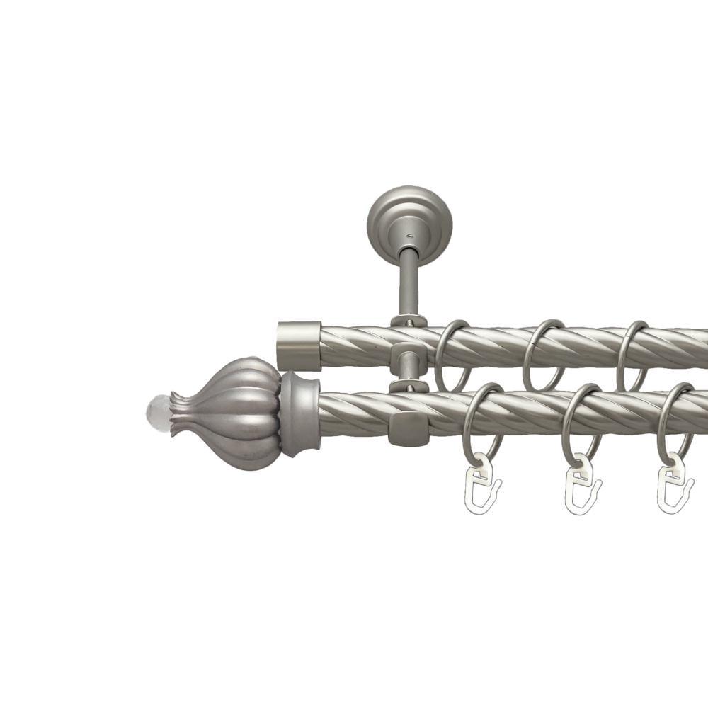 Карниз металлический Orvit Таджа-Кристалл двухрядный открытый/скрученная труба/кольцо металлическое Сатин 19/19 мм 300 см (00-00023245)