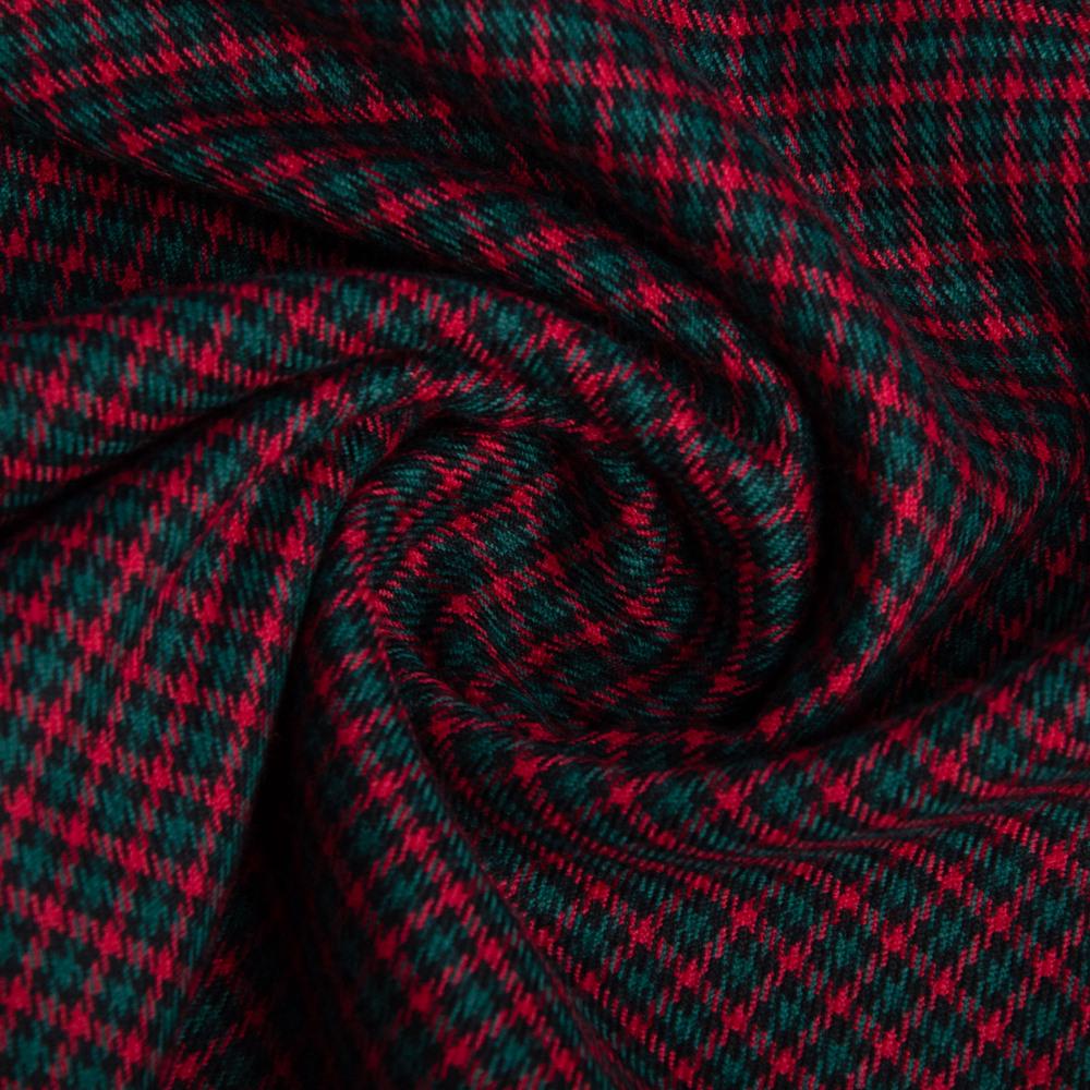 Ткань костюмная вискоза Клетка мелкая 260 гр/м2 150 см Красный/Зеленый (20524)