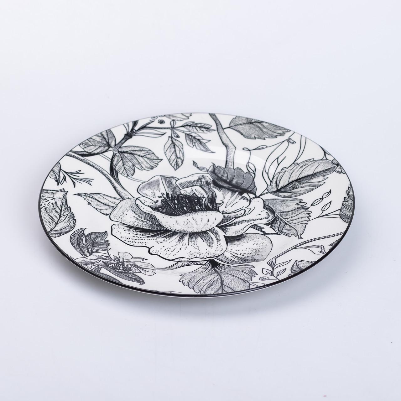 Столовий сервіз малюнком Квітів керамічний на 6 персон 18 тарілок Білий - фото 4 Столовий сервіз малюнком Квітів керамічний на 6 персон 18 тарілок Білий - фото 4