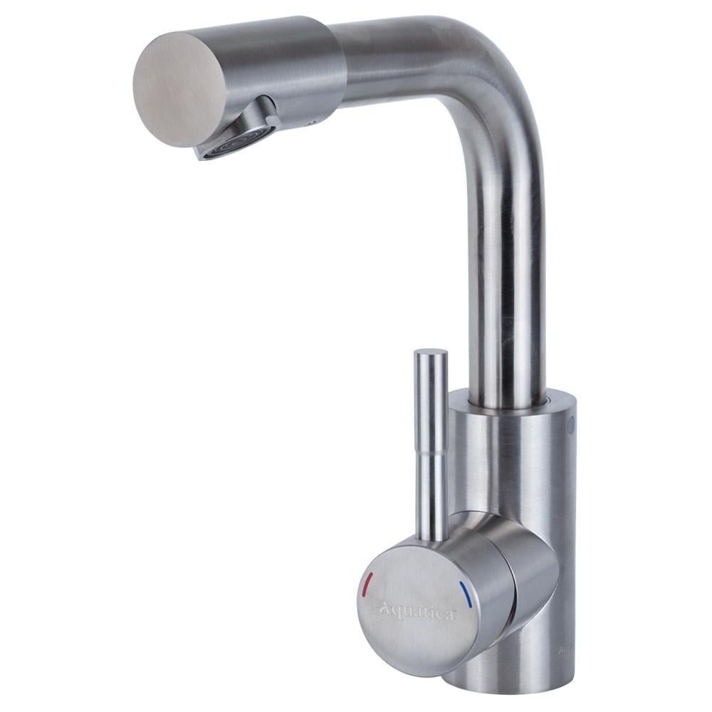 Змішувач для раковини Aquatica KT SS Г-гусак на гайці ⌀ 35 (KT-1A370P)