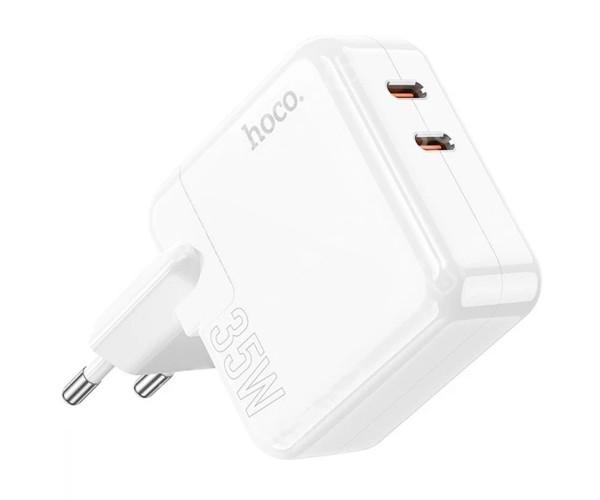 Пристрій зарядний мережевий Hoco C110A Lucky PD35W/QC30 Type-C to Type-C White Пристрій зарядний мережевий Hoco C110A Lucky PD35W/QC30 Type-C to Type-C White