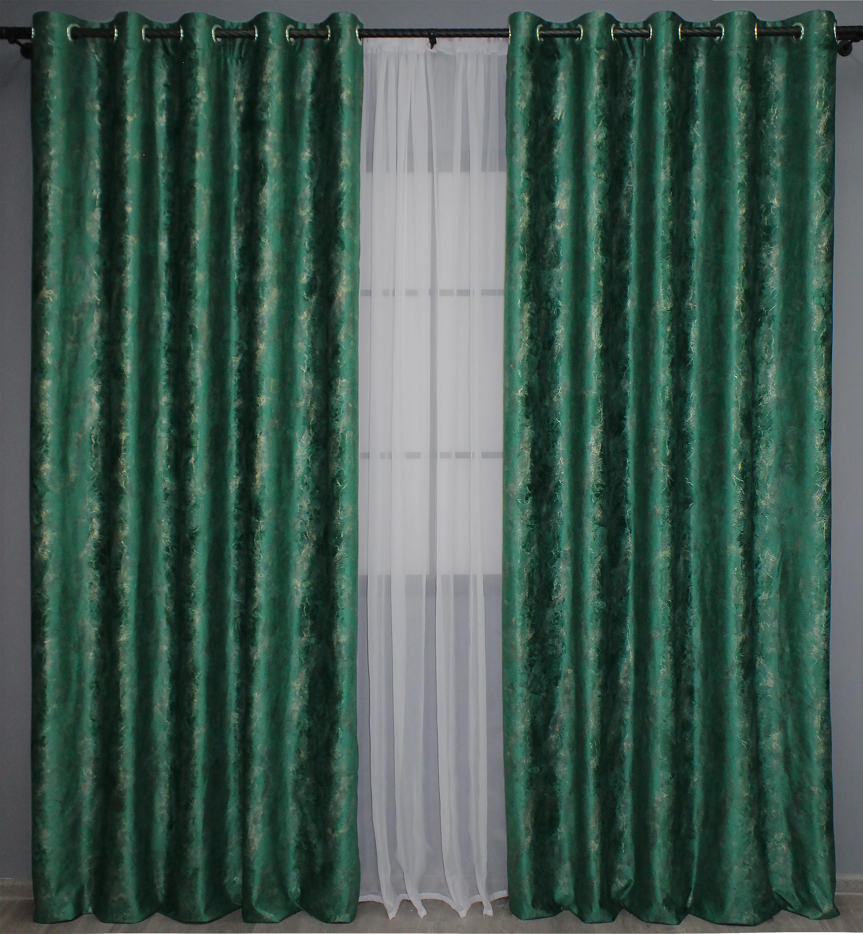 Комплект штор на люверсах VR-Textil Бархат Афина № 1311ш 150х250 см 2 шт. Зеленый (37-0068)