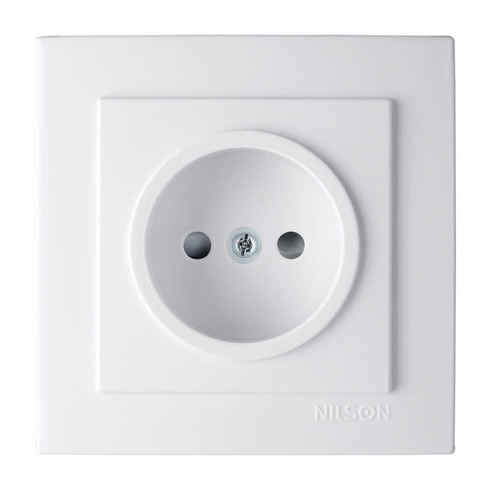 Розетка Nilson Touran одинарная без заземления со шторкой Белый (24111016)
