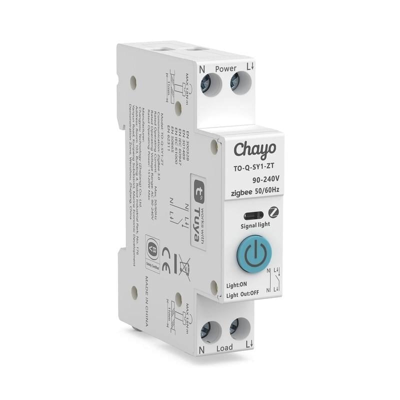 Умный ZigBee выключатель Chayo только таймер 1P+N 32A 230V Smart Life/Tuya (CH-TO-Q-SY1-ZT-32A)