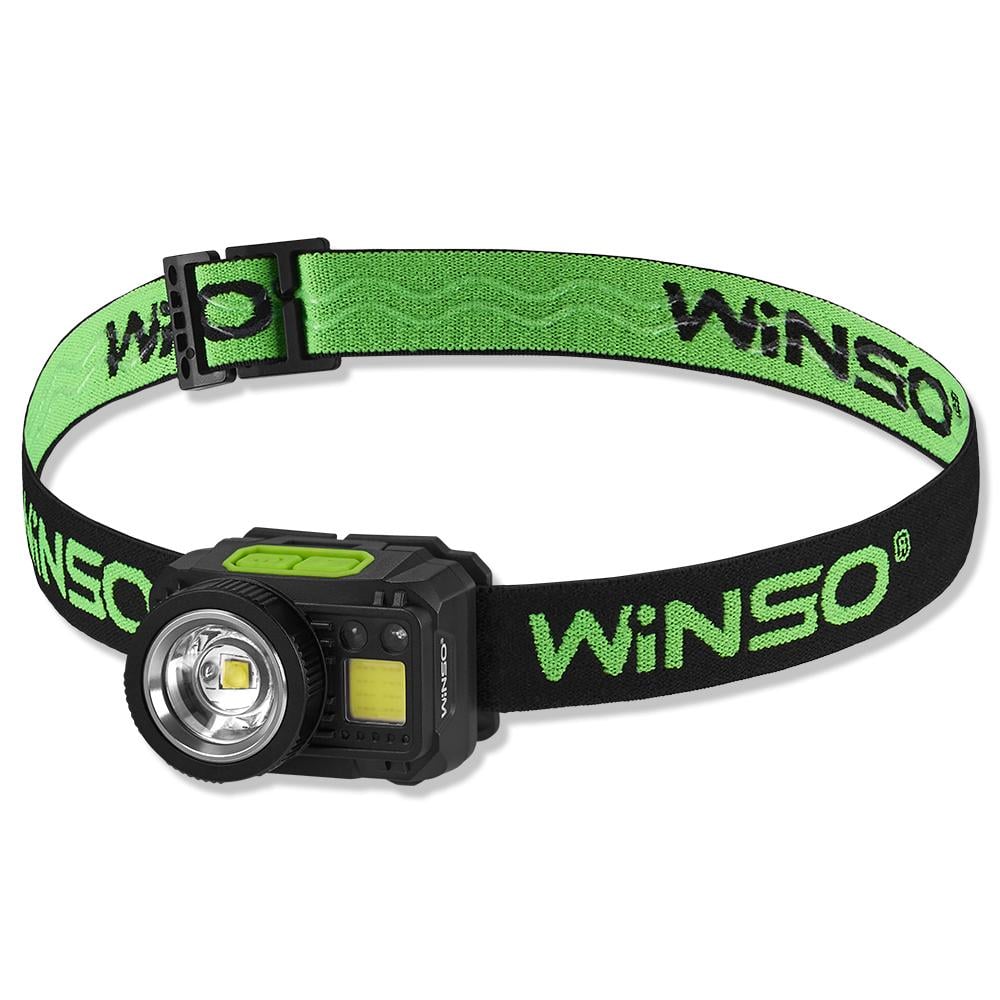 Фонарь налобный Winso Pro 550Lm 5W CREE XPG+COB 1200 mAh 3xAAA с сенсором Белый/Красный