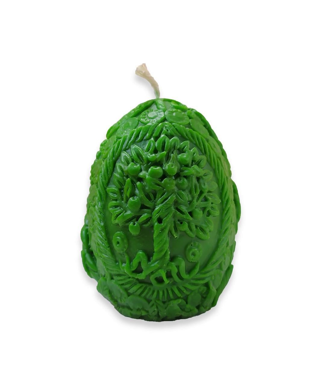 Восковая свеча Яйцо-оберег 10 см Зеленый