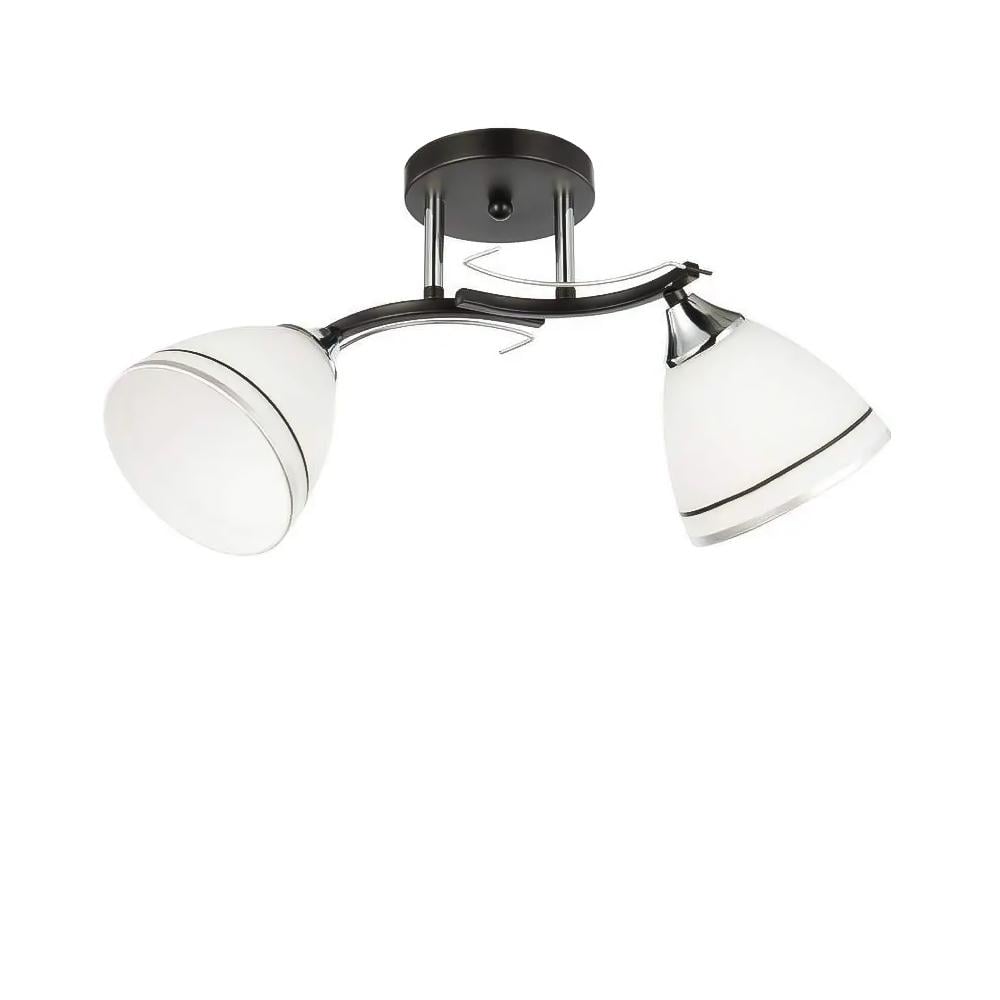 Люстра потолочная Light House SC-20080/2 BK/CR плафон белый с каймой 470х160х245 мм Черный/Хром