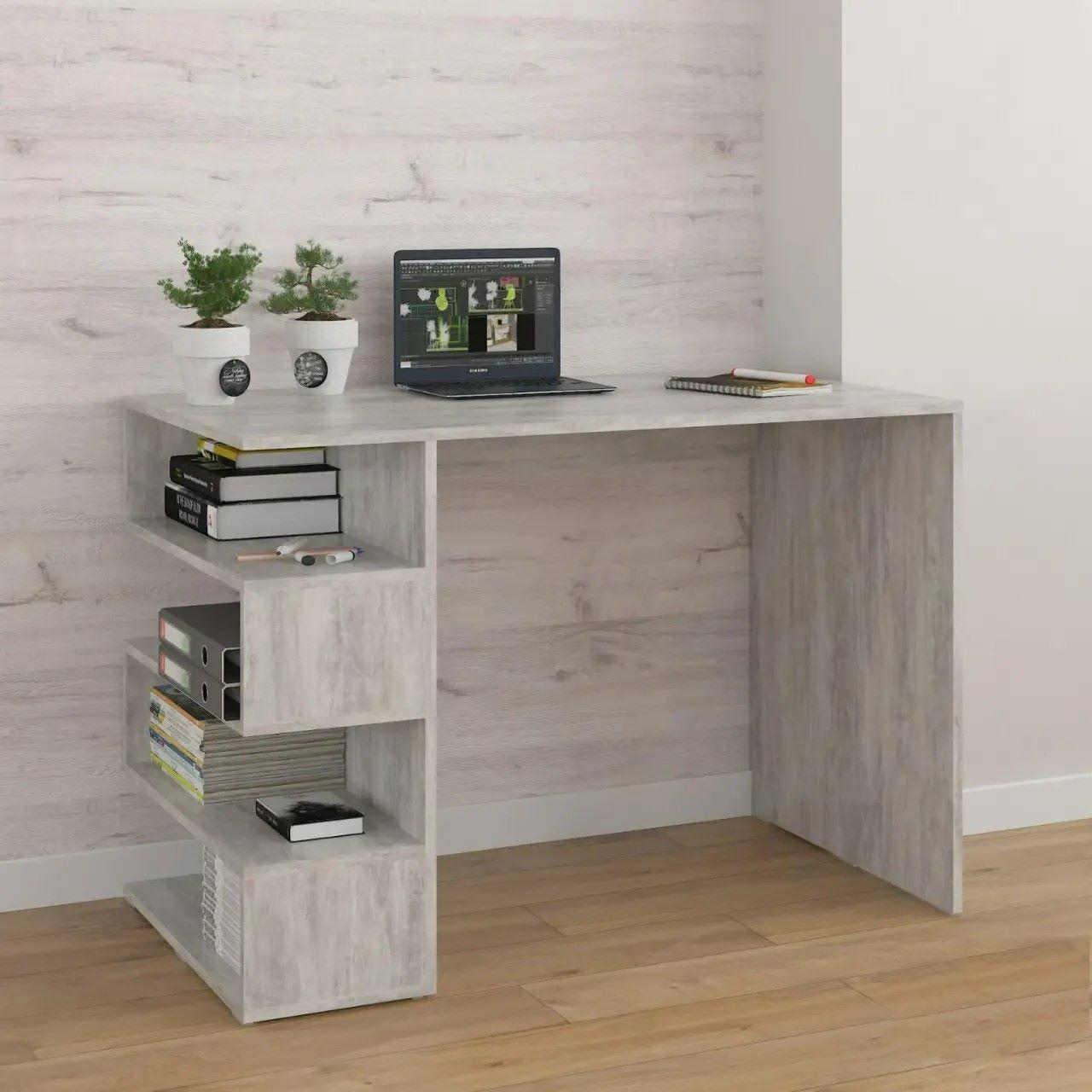 Комп'ютерний стіл з полицями ID-185 1100x756x600 мм Бетон (id-185-bet)