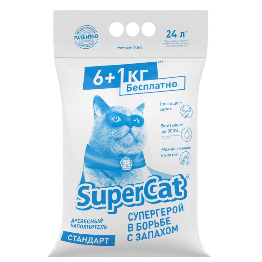 Наполнитель SuperCat древесный 6+1 кг