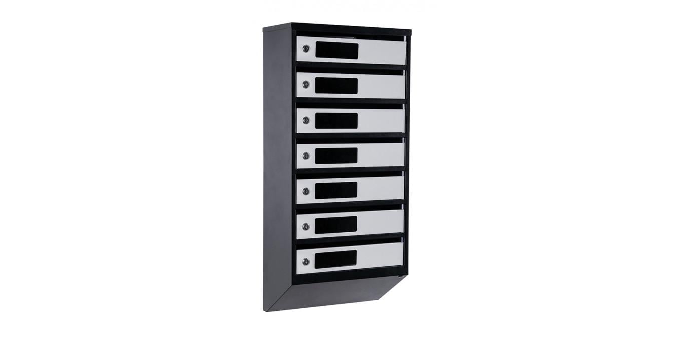 Почтовый ящик многосекционный Галіндустрія ЯП-07-С из металла на 7 квартир с замком 390х850х200 мм Черно-серый (124-119-000004077)