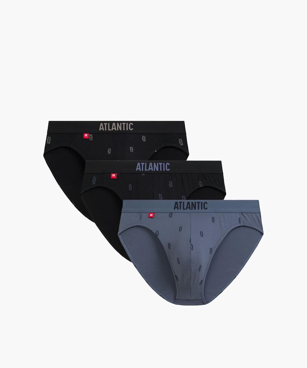 Набор трусов-брифов мужских Atlantic 3MP-210 спортивного кроя с низкой посадкой 3 шт. L Черный/Деним (2914926787)