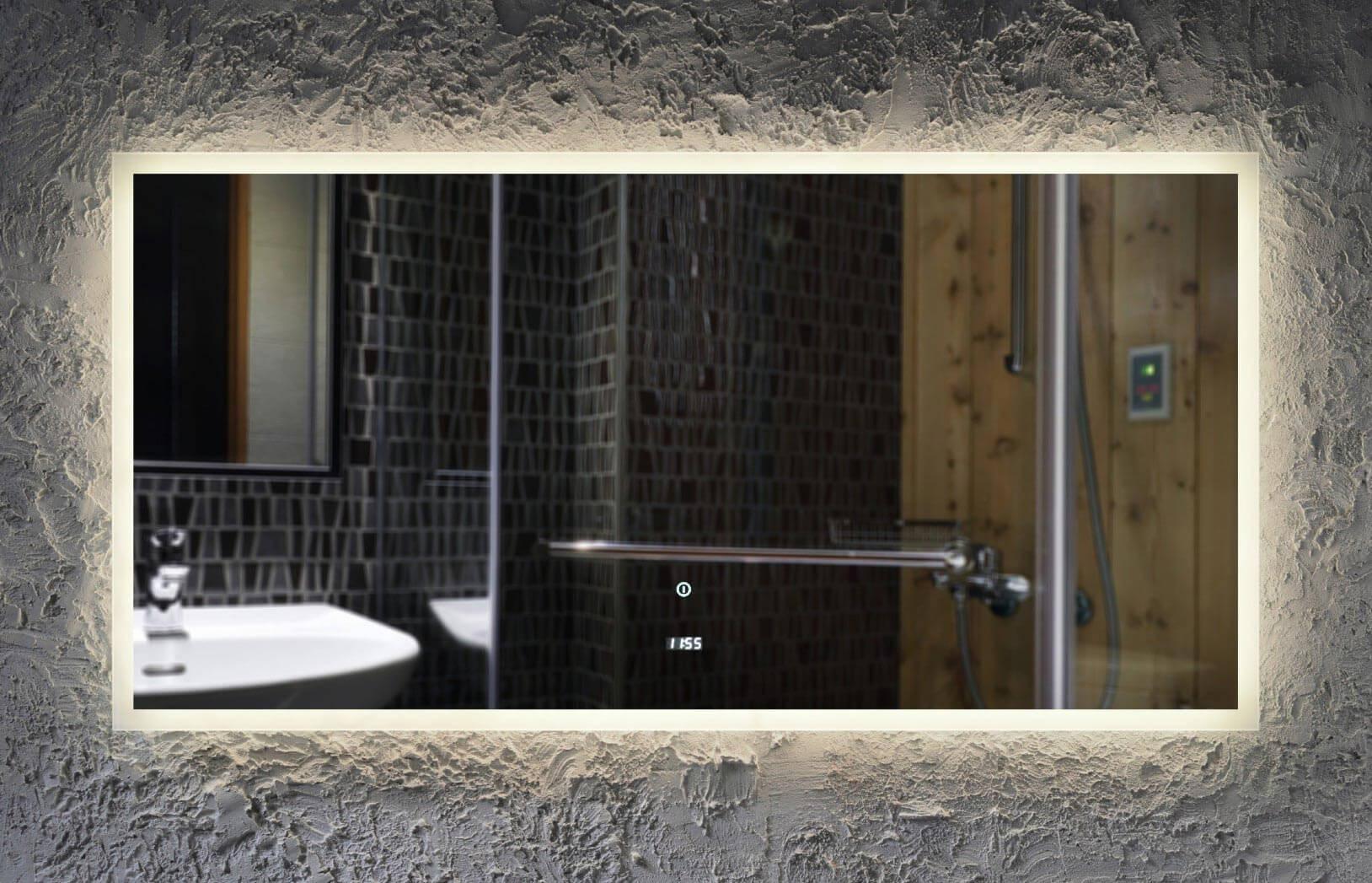 Зеркало Dim Dzerkal TASIA с LED-подсветкой/часами/сенсорным управлением 50х70 см (11626)