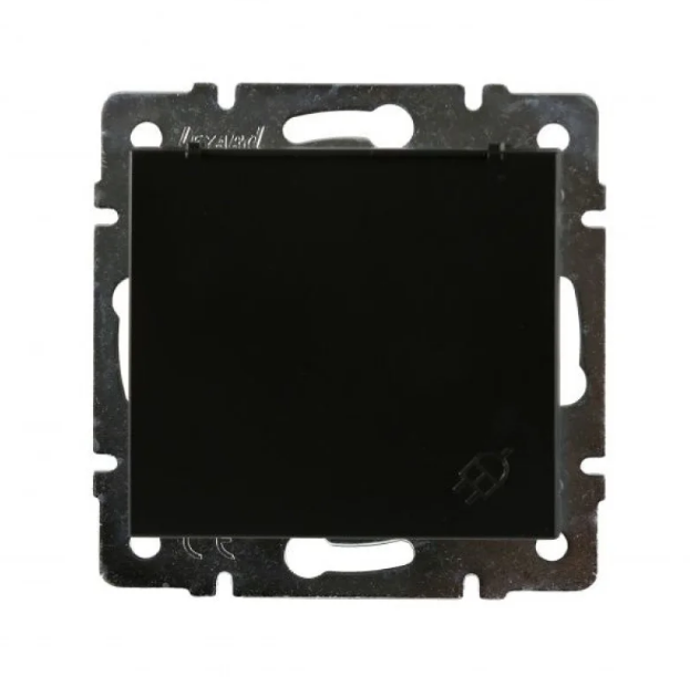 Розетка одинарна Lezard Rain з заземленням та кришкою Антрацитовий (26496726)