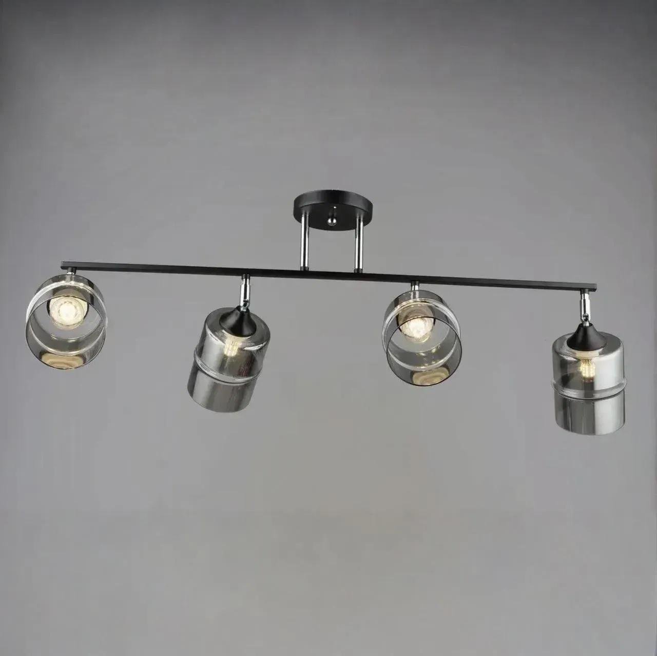 Люстра потолочная Valeso на четыре затемненных плафона Е27 IP20 B K2286/4 BK+CH Черный/Хром (28687757)