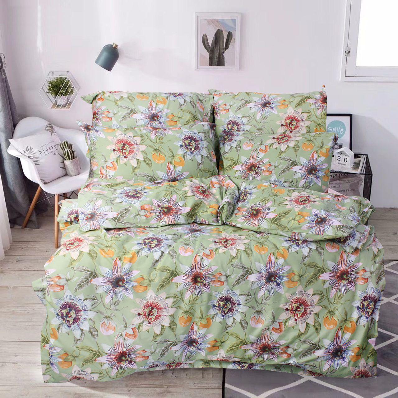 Комплект постельного белья Еней-плюс С0218 евро Зеленый/Красный (157447)