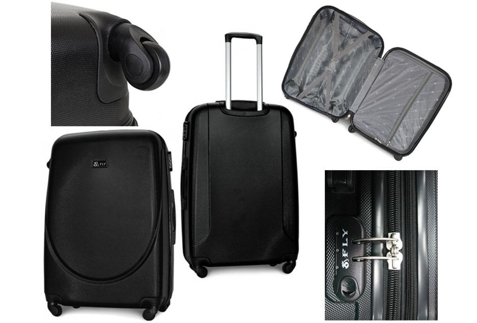 Валіза пластикова Fly 310 M на 4 колесах Чорний (CEKRBFL310MS4CER) - фото 4