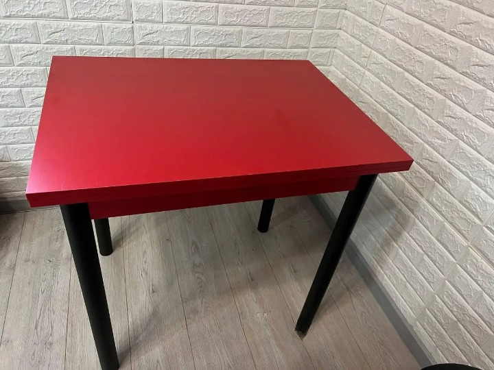 Обідній стіл розкладний Оскар 60х80/80х120х75 см Червоний/Чорний (28374502) - фото 2