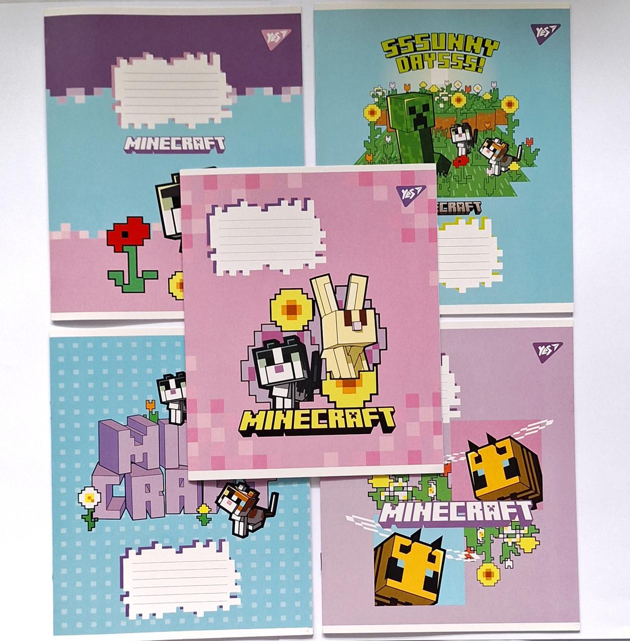 Комплект тетрадей школьный YES Minecraft Flowers для девочки А5/12 коса линия 5 шт. (767585)