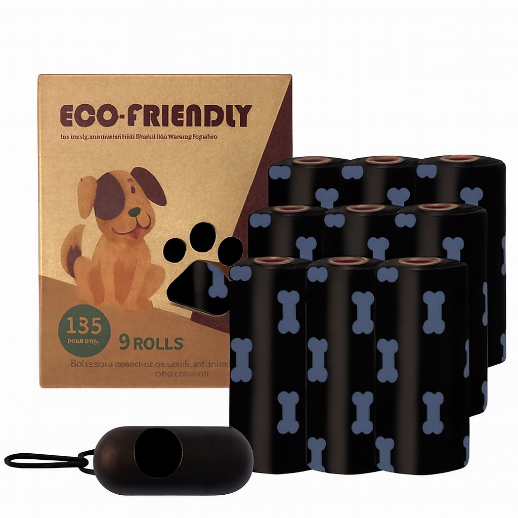 Пакеты для уборки животных ECO-FRIENDLY биоразлагаемые 135 шт. с ароматом лаванды и диспенсером Черный