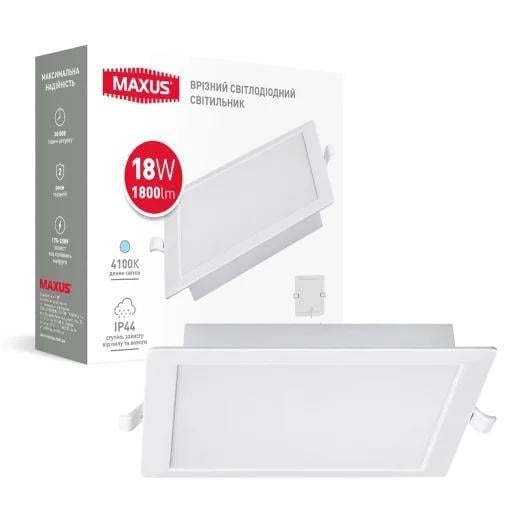 LED-світильник врізний Maxus 1-RDL-1841-IPS RDL Square 18W 4100K IP44 (27552012)