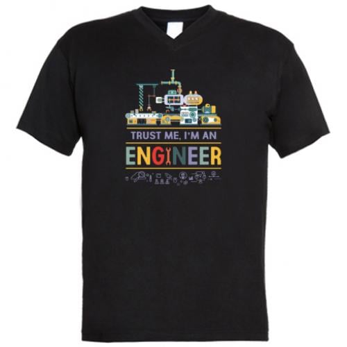 Футболка мужская с V-образным вырезом Trust me i'm an engineer L Черный (11840436-2-174089-L)