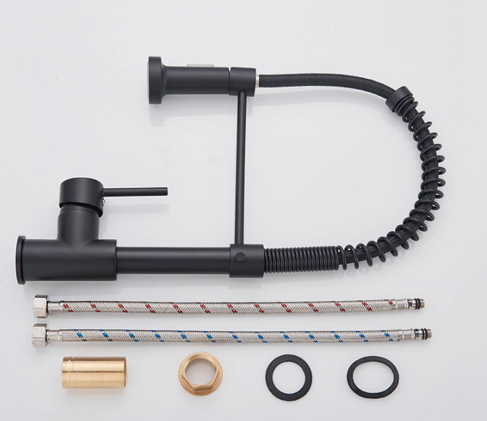 Смеситель кухонный гибкий с вращением потока в 360 градусов Black Matte (24876950)