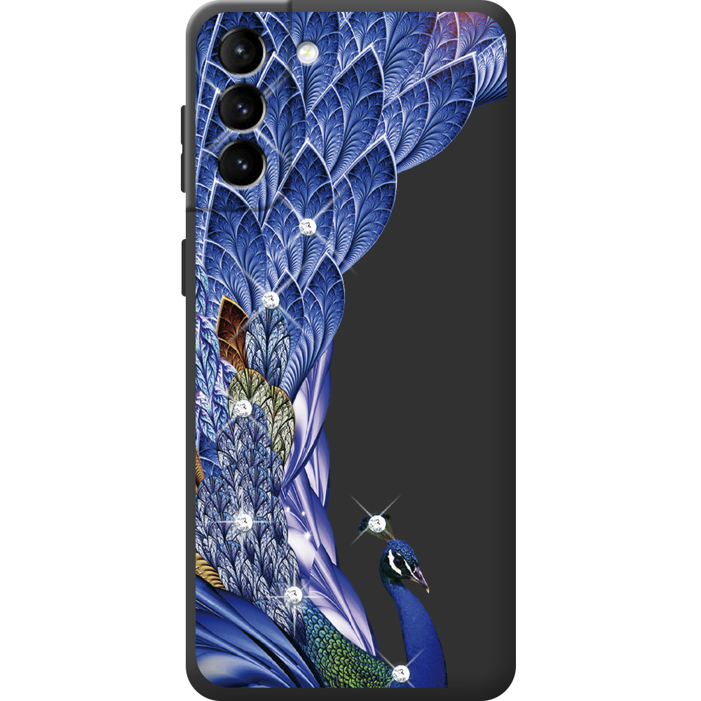 Чехол BoxFace Samsung Galaxy S21 FE (G990) Павлин со стразами Черный силикон (43973-rs7-44173)