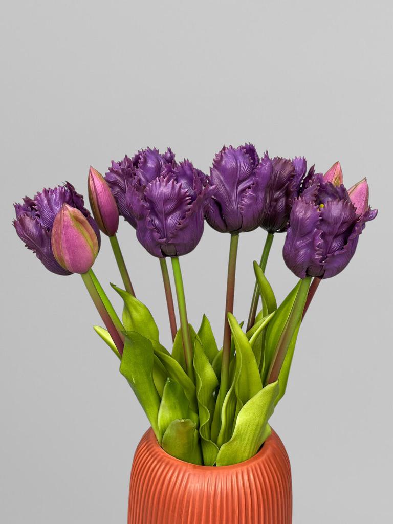 Букет штучних тюльпанів латексні кучеряві 5 шт. 40 см Фіолетовий (К07052) - фото 9