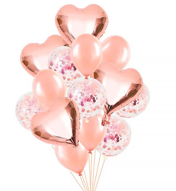 Повітряні кулі Heart 14 шт. Pink/Gold (51371)