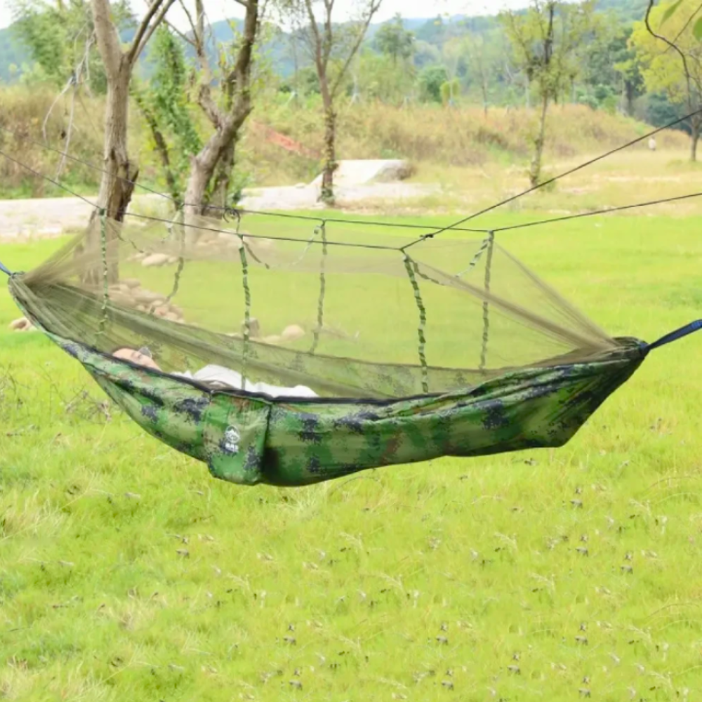 Гамак туристический с москитной сеткой и карманом 260х140 см Зеленый (GMSK-01) - фото 8
