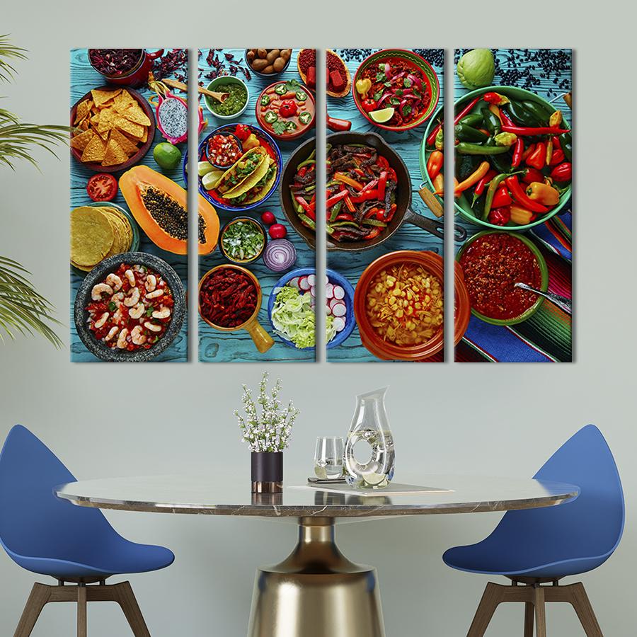 Модульная картина из 4 частей Яркие мексиканские блюда 209x133 см (295-41)