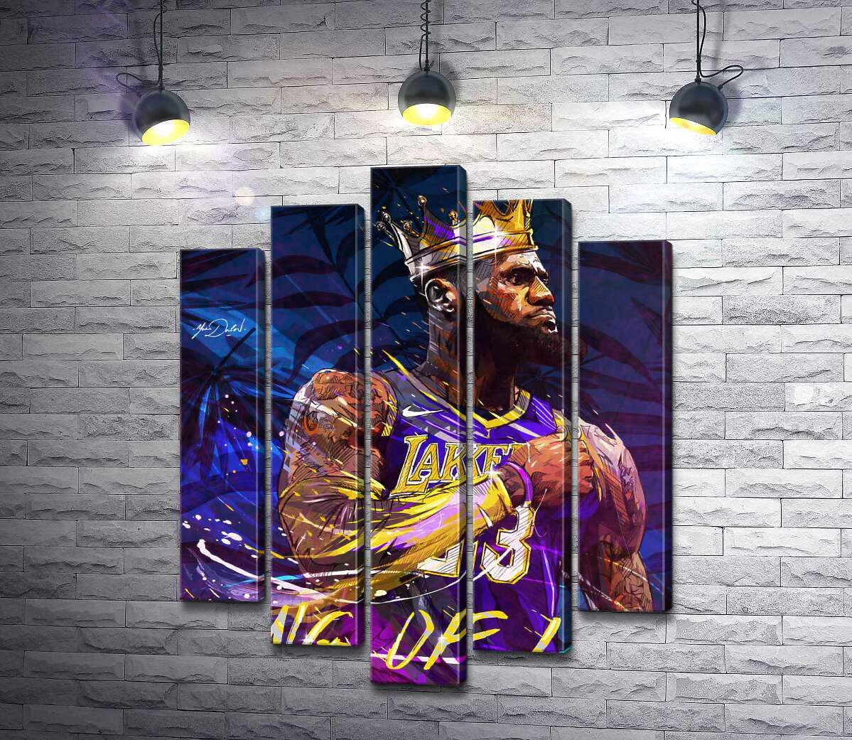 Модульная картина ArtPoster Баскетболіст Леброн Джеймс (LeBron James) - король Лос-Анджелеса 100x125 см Модуль №26 (000111)