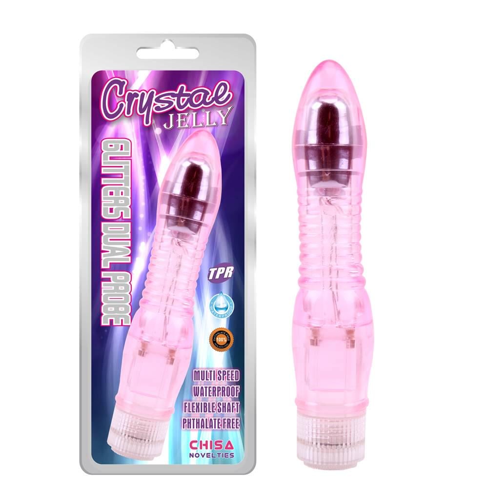 Вибратор прозрачный Chisa Crystal Jellie на батарейках Розовый (38025523)