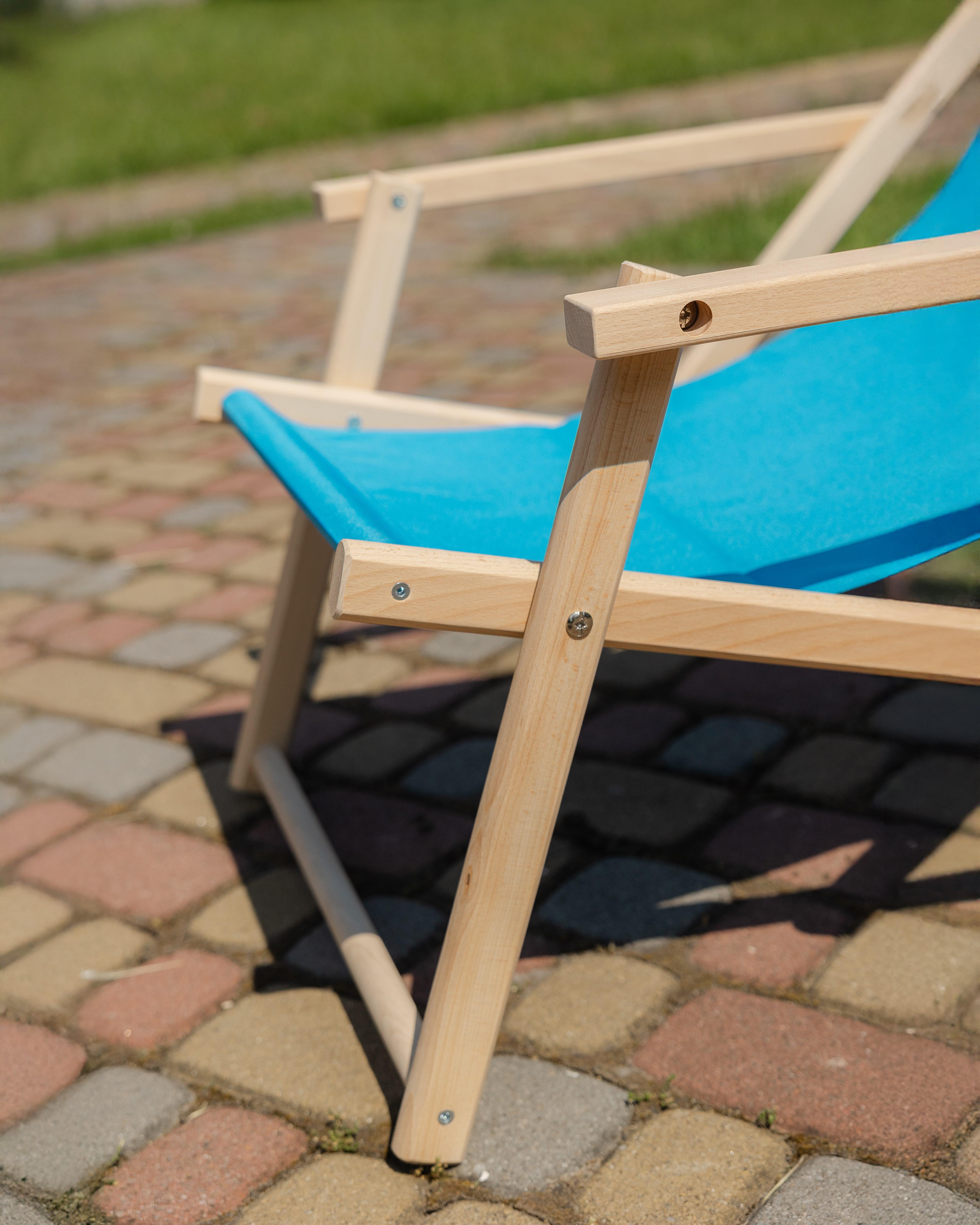 Шезлонг дерев'яний розкладний XRmaster з підлокітниками Блакитний (0002239) - фото 2