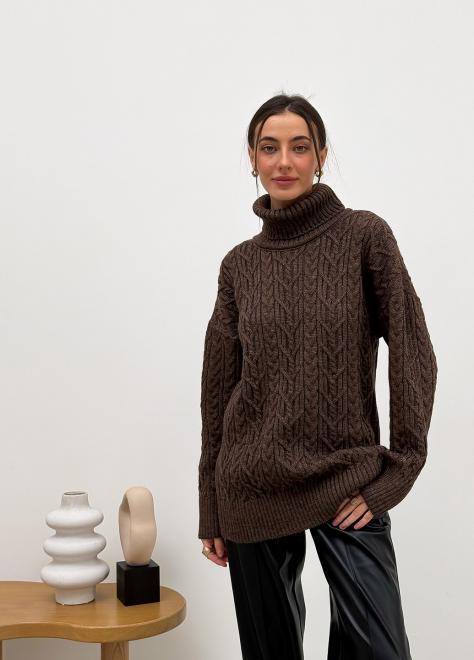 Светр з візерунком жіночий ART KNIT Олівія oversize Коричневий - фото 6 Светр з візерунком жіночий ART KNIT Олівія oversize Коричневий - фото 6