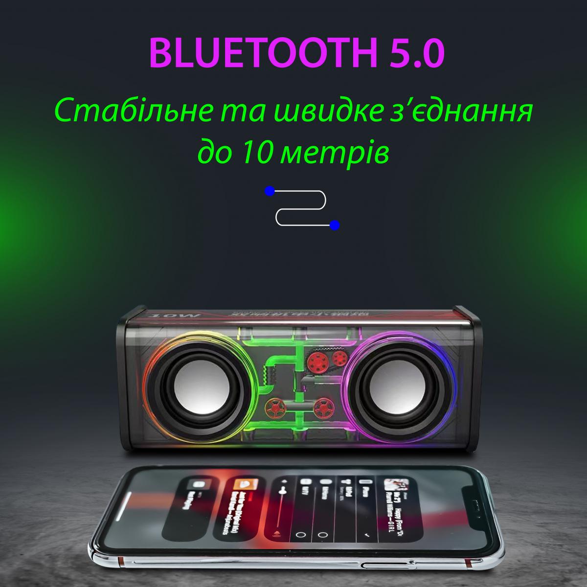 Портативна колонка V8 BT/TF/USB/TWS 10 Вт Чорний (20993095) - фото 6