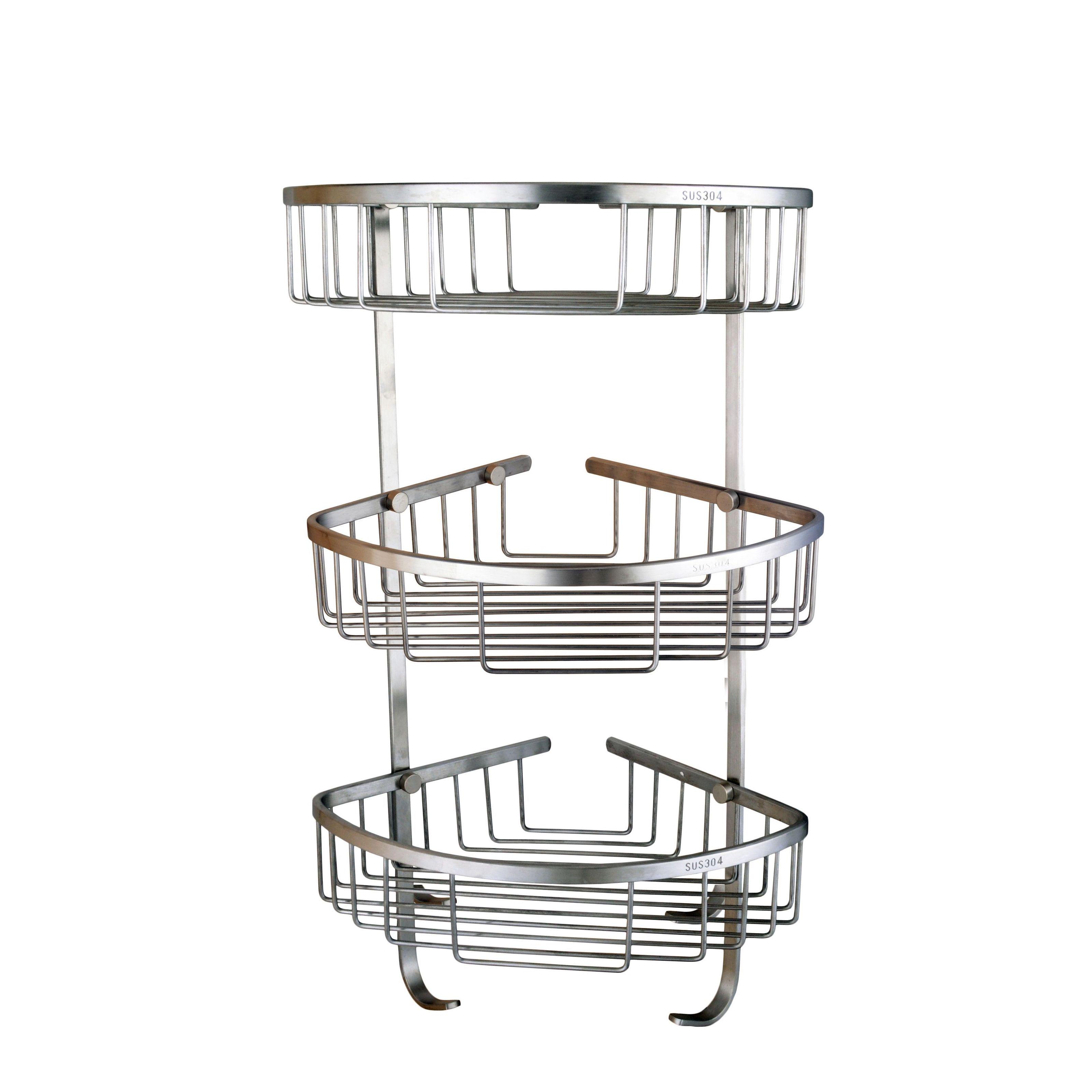 Полиця настінна металева Globus Lux SS 8477 000018166 3-ох ярусна кутова Сатин (103482)