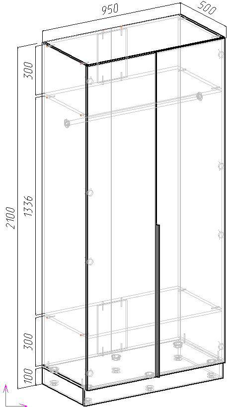 Шкаф распашной Viant Сити С5 950х500х2100 мм Кашемир - фото 4