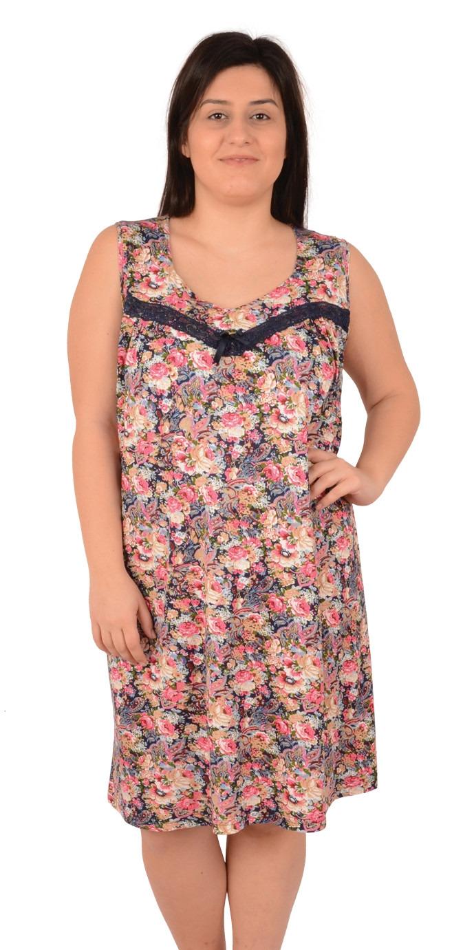 Рубашка женская Fashions Цветы ночная 5XL Розовый (81942-ни)