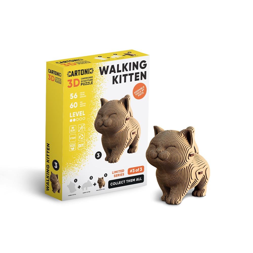 Пазл-конструктор 3D картонный Cartonic 3D Puzzle WALKING KITTEN Котик 3 (33394564)