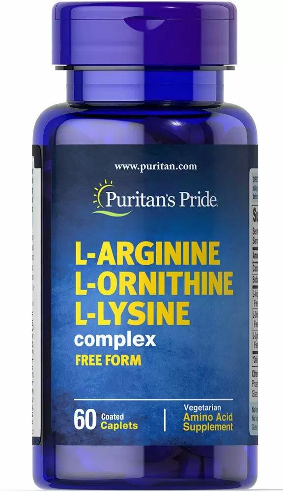 Амінокомплекс Puritan's Pride L-Arginine L-Ornithine L-Lysine 1447 мг/900 мг/1200 мг 60 Caplets